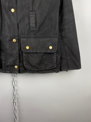 Barbour International Wax Cotton Button Zip Jacket Size M / L - Picture 7 of 21