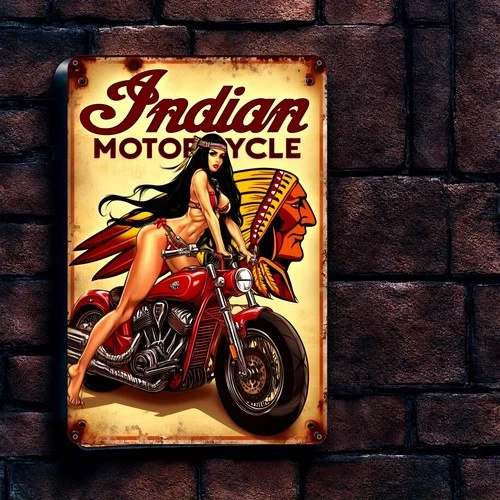 Tin Metal Signs Vintage Retro Indian Motorcycle 8inch×12 Signs