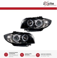 Headlights For BMW 1 SERIES E87 E81 04-12 E88 E82 7-14 Black Angel Eye Projector