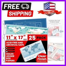 11x17 Sheet Protectors, 25 Pack, Heavyweight, Clear Page Protectors Side Lo...
