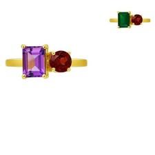 18K Gold Plated Brass Asymmetric Two Stone Ring   Chic Statement Jewelry TGR1051