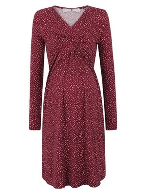 Burgunderrotes Umstands- und Stillkleid für Damen mit Bellybutton-Muster