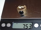 Men's Signet Vintage Estate Pinky Black Star Sapphire 14K Yellow Gold Ring Sz 8 — photo 9