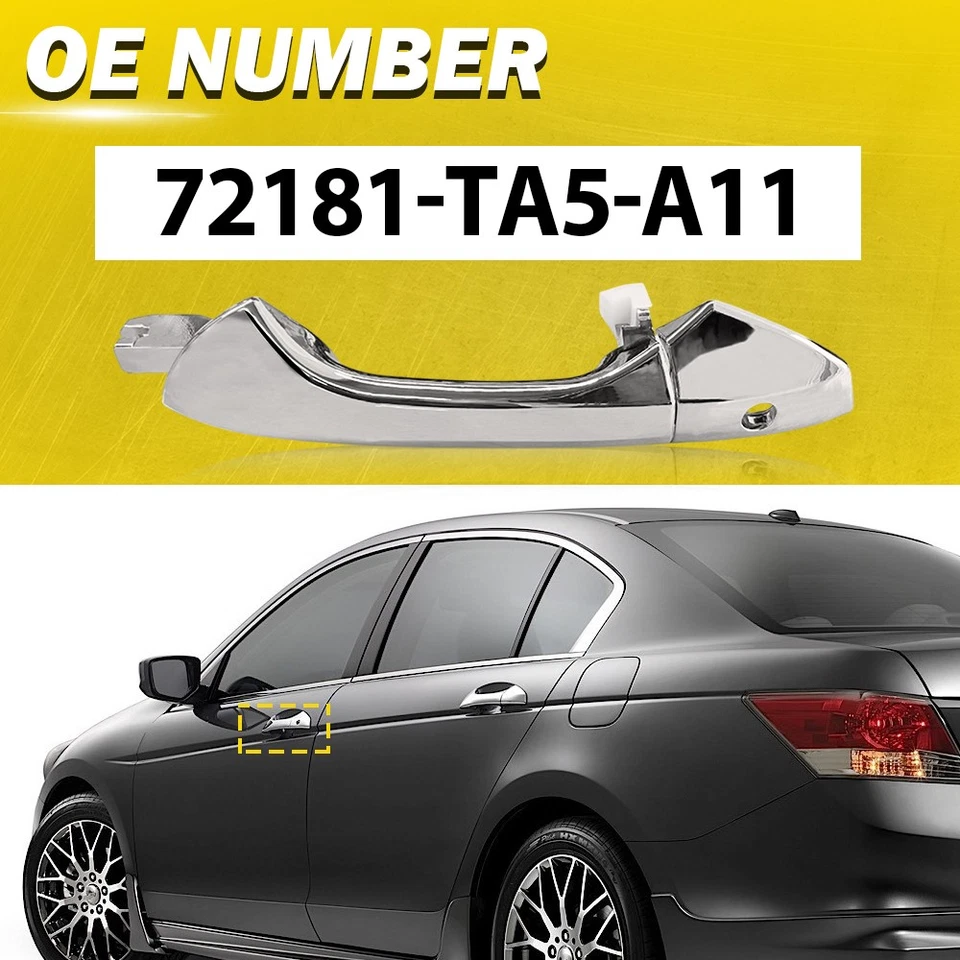 Manija de puerta exterior delantera izquierda del lado del conductor cromada para Honda Accord 2008-2012 Foto 3 de 4