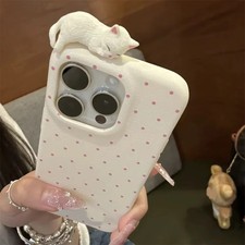 3D Cute Kitty Cat Leather Phone Case For iPhone 16 15 13 14 12 11 Pro Max