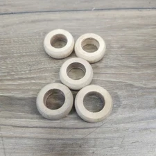 Vtg Lot Of 5 Carrom Game Plain Wooden Rings Pieces Parts