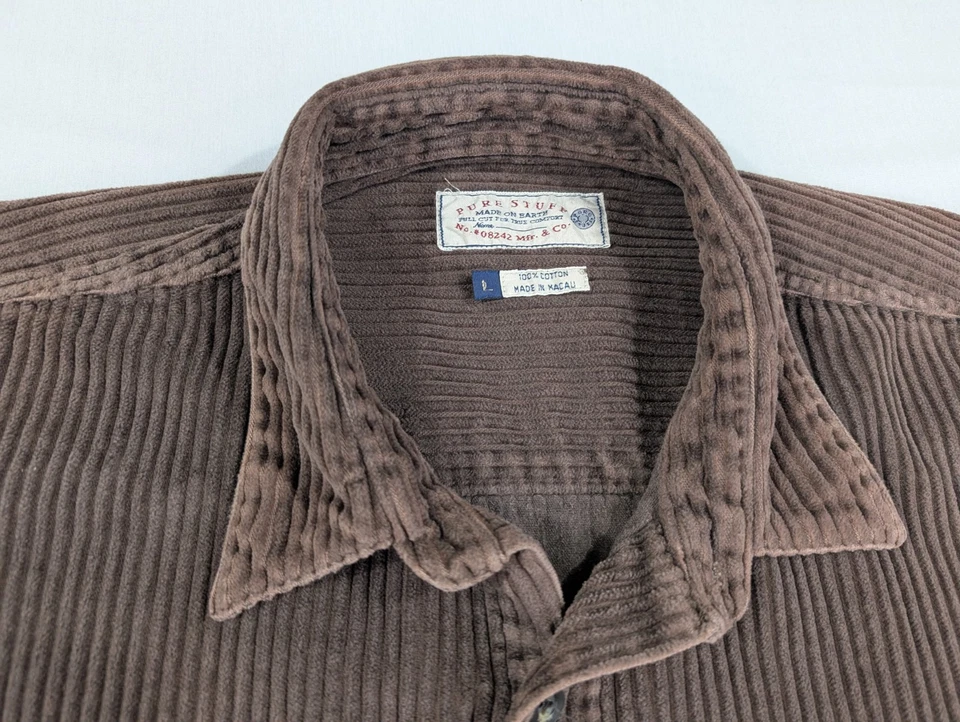 Vintage Nordstrom Pure Stuff Shirt Jac Adult Large Brown Whale Cord Button Up - Image 2 of 4