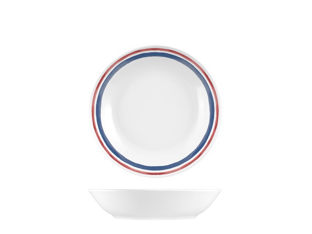 6 Nautica Deep Plates In Decorated Porcelain 20 Cm.