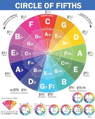 QMG Circle of Fifths Poster Guitar Piano Laminated 8.5x11
