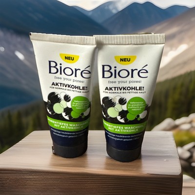 Biore Aktivkohle porentiefes Waschgel Gesichtsreinigung Reisegröße 2x29 ml