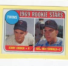Autographed George Mitterwald Twins ROOKIE 1969 Topps Signed Free shipping