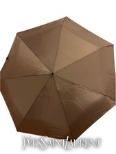 Yves Saint Laurent Ysl Men Vintage Brown Folding Umbrella Automatic Opening Clos