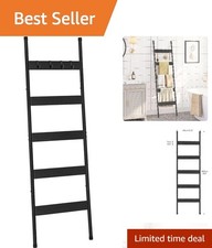 Versatile 5-Tier Ladder Shelf with Hooks - Perfect for Living Room Bedroom
