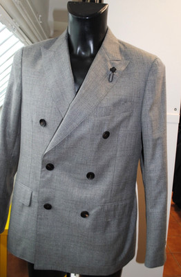 LARDINI PASINI LINE NEW DRESS SIZE 50 1670,000 POSTER.. WOOL + SILK DOUBLE BREASTED