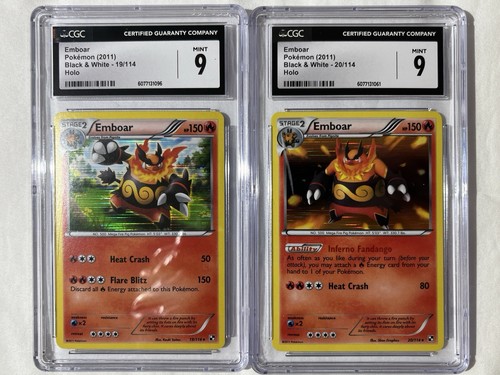 2011 Pokemon Emboar Black & White Base Set Holo Rare #19 & #20 CGC 9 Mint