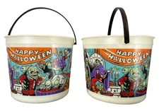 2 Jack In The Box Halloween Buckets Trick or Treat Monsters Party Glow in Dark
