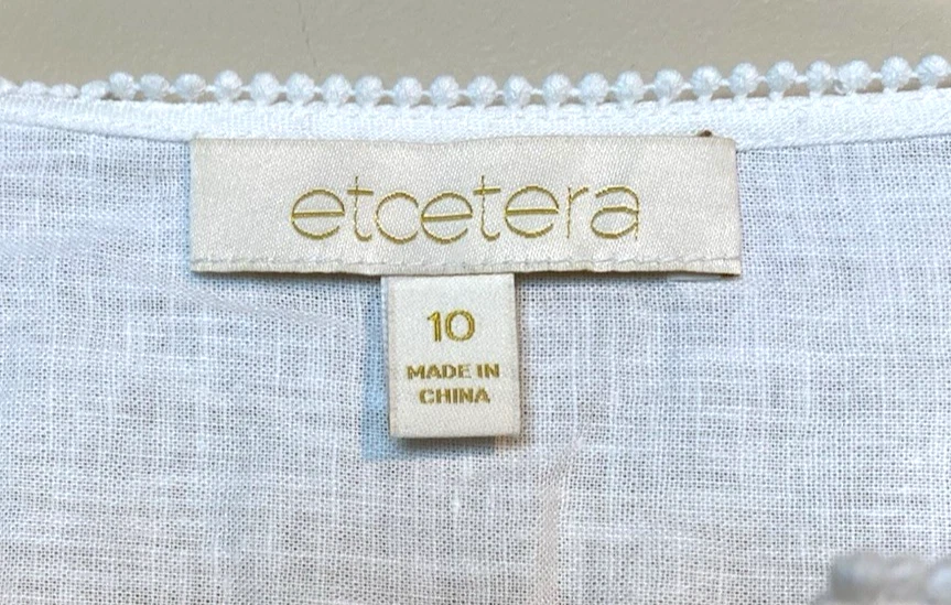 Top túnica Etcetera talla 10 color crema lino encaje ribete Foto 2 de 4