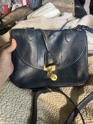 Il Bisonte Crossbody Navy leather Gold Lock Handle Key Rare