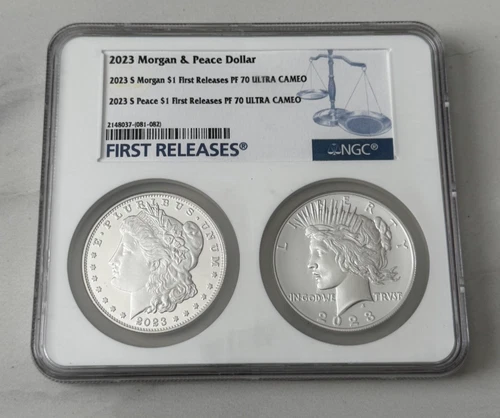 2023S Morgan & Peace dollar set  Ultra Cameo PF70 NGC First Releases