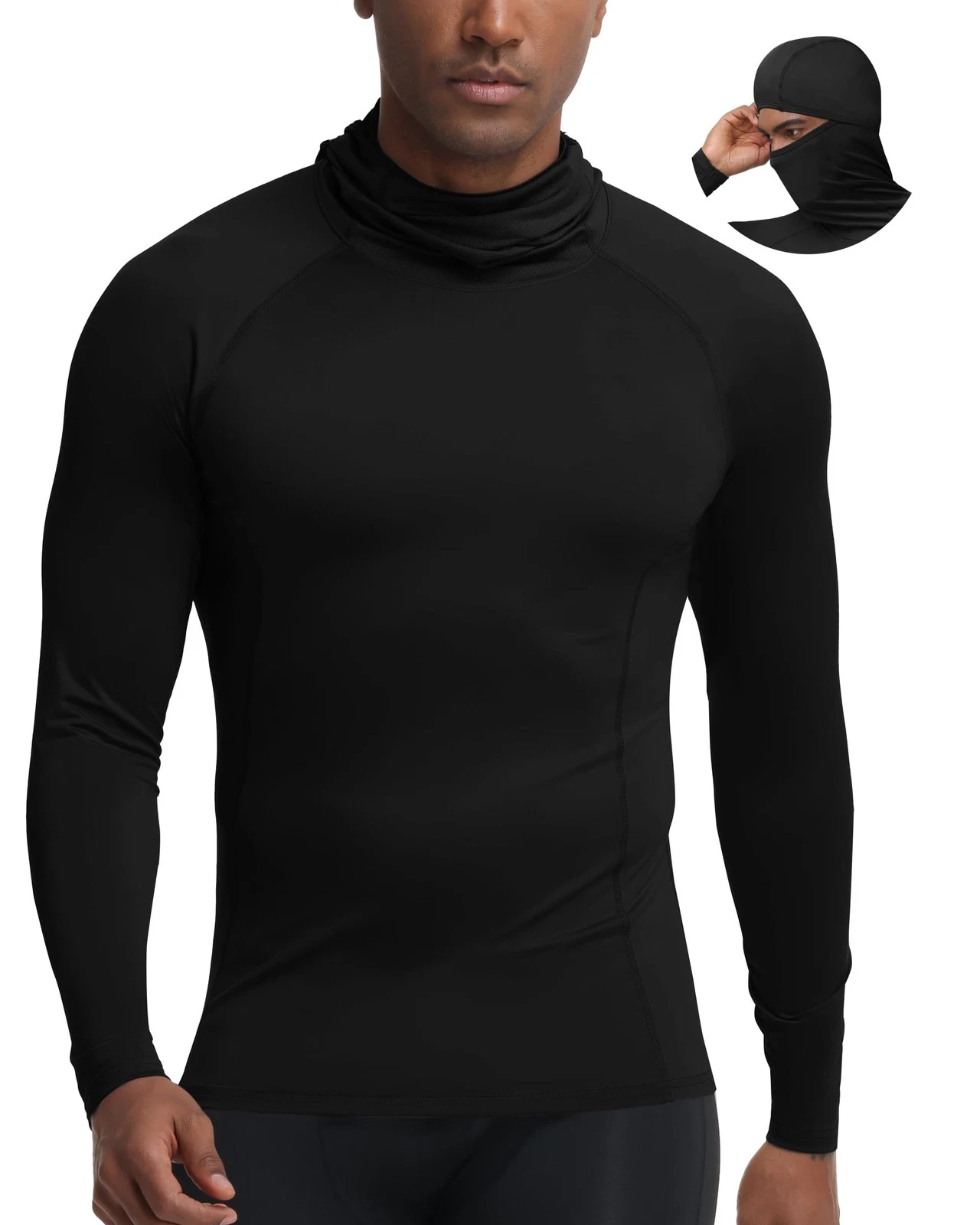 Men's Compression Shirt Hoodie with , Long Sleeve Workout Athletic Base Layer...