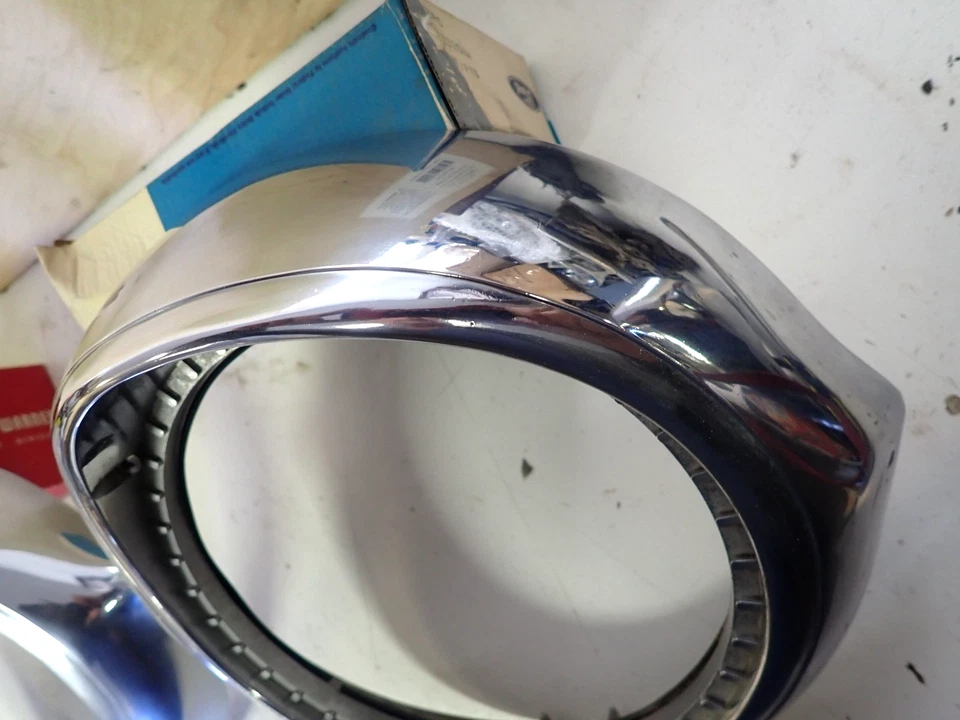 Pair 1957 Buick Roadmaster Headlight Bezels Nice Condition GM # 1175780 - Image 2 of 4