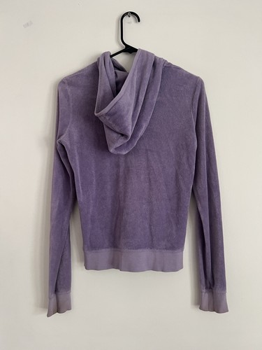 Sweat à capuche zippé vintage Y2K Juicy Couture femme velours moyen violet - Photo 2/5