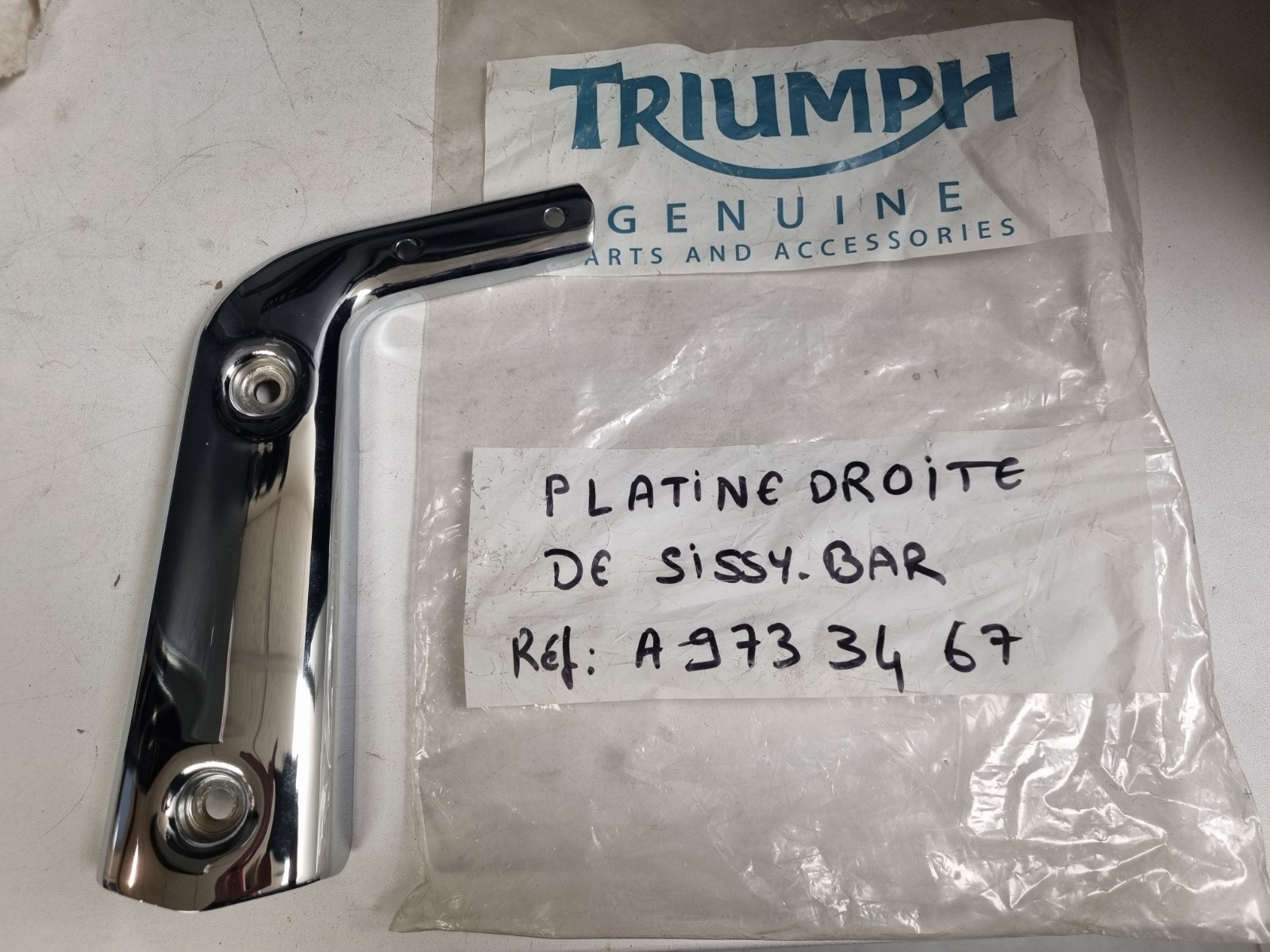 Platine de sissy-bar Triumph A9733467 pour réparer le dossier passager Speedmaster