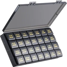 Monthly Pill Organizer, 28 Day Pill Box 1 Time a Day with Dust-Proof Case, Large