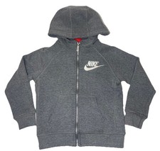 Nike Gray Full Zip Hoodie Sweatshirt Standard Fit Logo Kids Size small