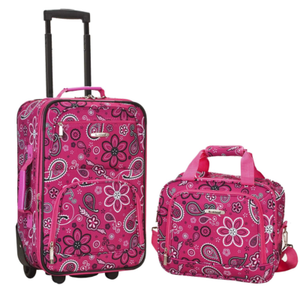 pink rolling suitcase