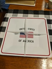 Set Of Four New Patriotic Melamine 10 inch Dinner Plates US  America