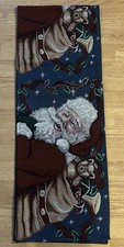 Santa Table Runner Tapestry Christmas Santa With Sack Of Toys 69   X 12 3/4"