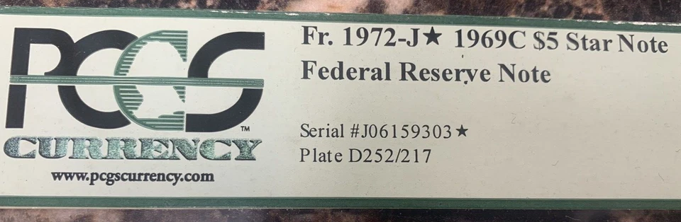 1969C $5 Federal Reserve STAR Note ~ PCGS 63 PPQ ~ Fr# 1972-J* ~ Kansas City - Image 4 of 4