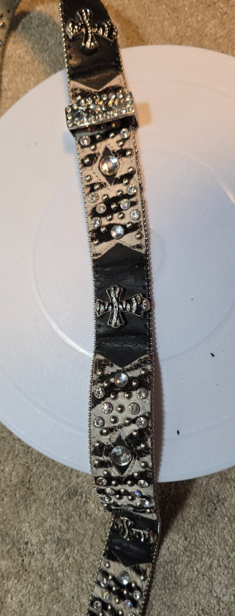 ZEBRA BELT RHINESTONE CROSSES GLITTER WESTERN BELT BUCKLE | eBay display picture 3