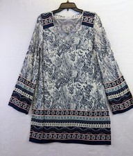 blu pepper women's size medium boho long sleeve navy print dress