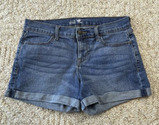 Old Navy Jean Shorts Women's Blue Jeans Denim Sz 6 Cuffed  Waist 32" 