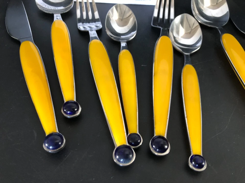 Fantasia gelb blau WMF Cromargan Besteck➡️TEILE z. AUSWAHL➡️Griff m. Kunststoff - Bild 2 von 4
