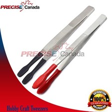 2 Pcs PVC Rubber Coated Tweezers Soft Non Marring Flat Tips Jewelry Craft Tool