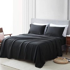 Hotel Quality 100%Egyptian Cotton  4PC Sheet Set 600 TC Black Solid UK-All Size