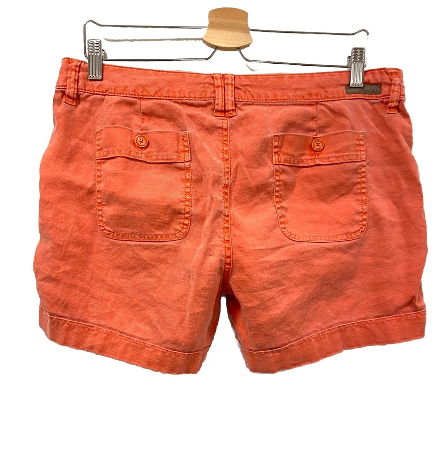 Pantalones cortos LEVEL 99 Anthropologie para mujer talla 31 rosa coral mezcla de lino con puños dobladillo Foto 2 de 4