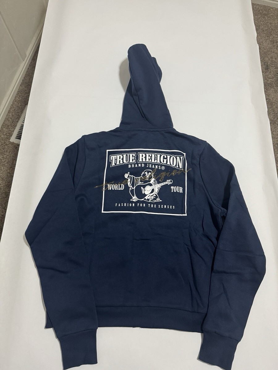 true religion srs logo classic zip up hoodie xl Dress Blue