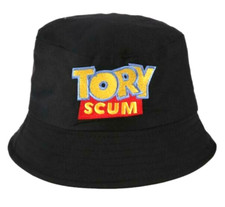 ALGODÓN UNISEX SUN BUCKET SOMBRERO TORY SCUM NEGRO BORDADO LOGO TALLA ÚNICA