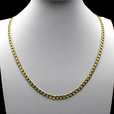 Real 10K Yellow Gold 2.5MM Cuban Curb Link Chain Pendant Necklace 14"- 30"