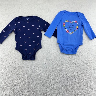 Old Navy Gap 12/18 Mths Blue Long Sleeve Rainbow Heart Flower Mommy One Pc Lot