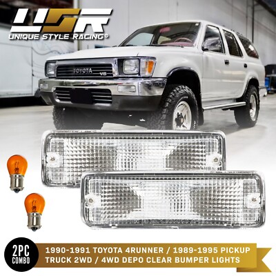 Clear Bumper Turn Signal Lights fit for 90-91 Toyota 4Runner 89-95 Pick-Up Truck