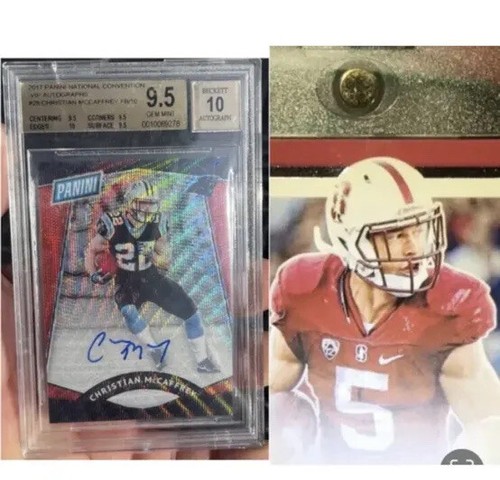 2017 Panini Convention VIP Auto Christian McCaffrey �� Jersey ##5/10 BGS 9.5 QUAD - Bild 2 von 8