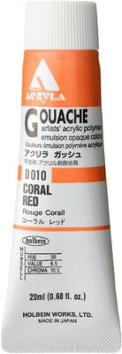 Acryla Gouache Artists Acrylic Polymer Emulsion, 20Ml Coral Red (D010)