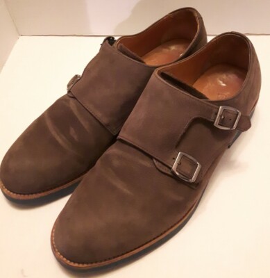 Massimo Dutti Brown Leather Suede Double Monk Strap Wingtip Brogue Shoes 10 10.5 MASSIMO DUTTI brown suede double monk strap wingtip shoes  main image 2