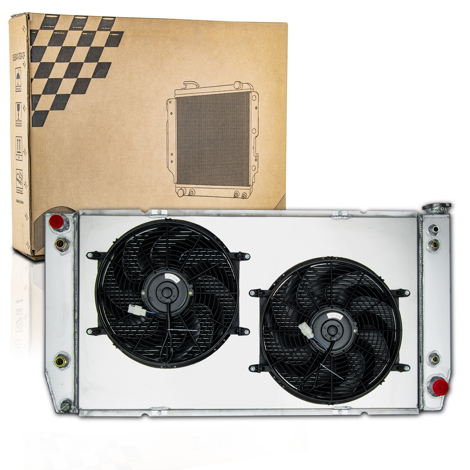 4 Row Radiator Shroud Fan For 1988-2000 Chevy GMC C/K 2500 3500 Suburban 7.4L AT