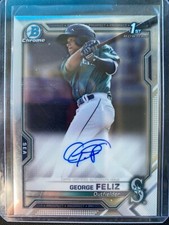 2021 Bowman Chrome 1st GEORGE FELIZ Auto! Mint! Mariners! 1sr RC! ⚾️ 